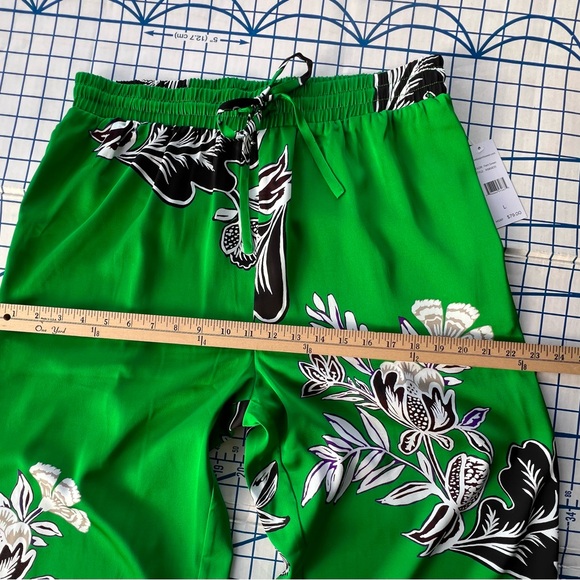 RAFAELLA Green Floral Pallazo Pants CRUISE/RESORT WEAR Drawstring Waist NWT Sz L - Picture 4 of 12